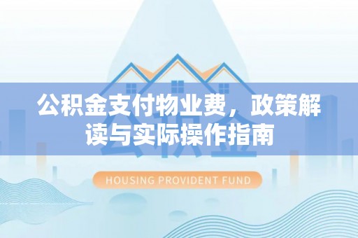 鸟松公积金支付物业费，政策解读与实际操作指南